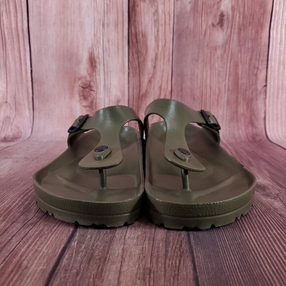 *READ* Birkenstock Mens 45 US 12 Gizeh Essentials Eva Khaki Flip Flops Sandals - Picture 5 of 13